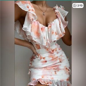 NWT Runaway The Label Leach‎ White Petals Anairo Dress Medium mini